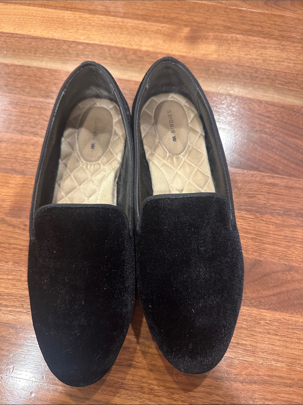Birdies Black Velvet Starling Slip-On Loafers